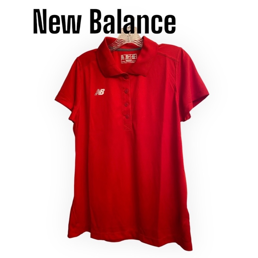 New Balance tech polo Golf shirt Short Sleeve Red L NWT